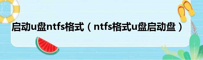启动u盘ntfs格式 ntfs格式u盘启动盘