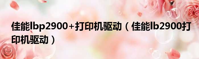 佳能lbp2900+打印机驱动 佳能lb2900打印机驱动