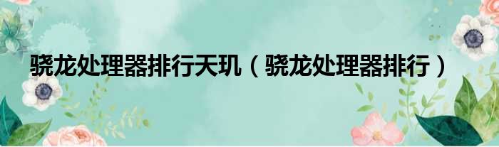 骁龙处理器排行天玑 骁龙处理器排行