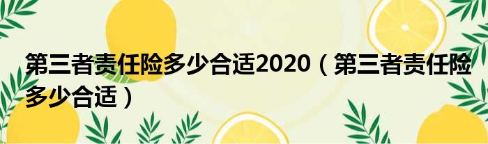 第三者责任险多少合适2020 第三者责任险多少合适