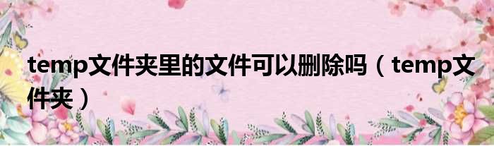 temp文件夹里的文件可以删除吗 temp文件夹