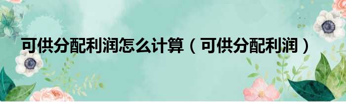 可供分配利润怎么计算 可供分配利润