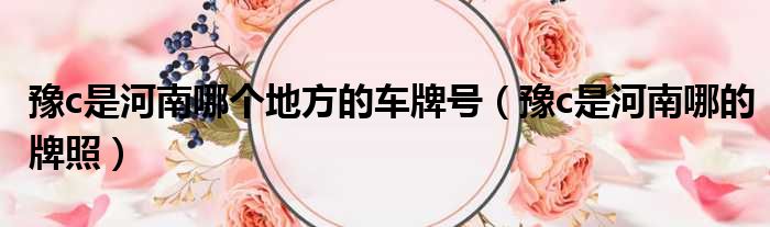 豫c是河南哪个地方的车牌号 豫c是河南哪的牌照