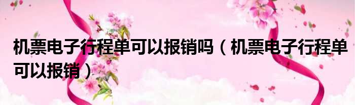 机票电子行程单可以报销吗 机票电子行程单可以报销