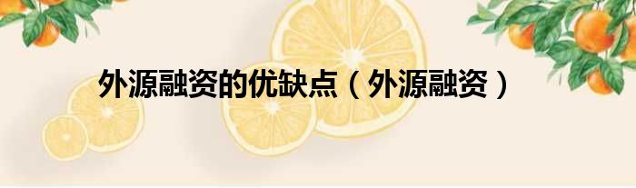外源融资的优缺点 外源融资