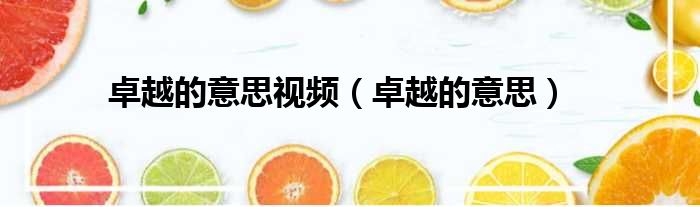 卓越的意思视频 卓越的意思