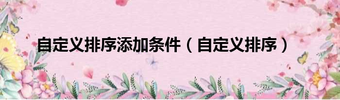 自定义排序添加条件 自定义排序