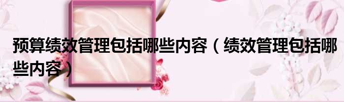 预算绩效管理包括哪些内容 绩效管理包括哪些内容
