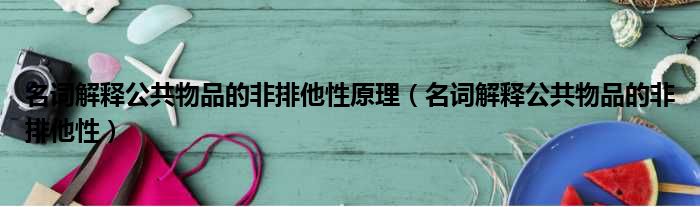 名词解释公共物品的非排他性原理 名词解释公共物品的非排他性