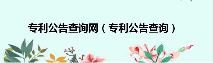 专利公告查询网 专利公告查询