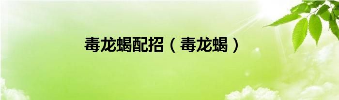 毒龙蝎配招 毒龙蝎