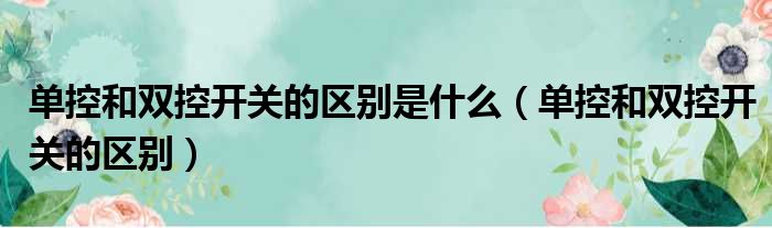 单控和双控开关的区别是什么 单控和双控开关的区别