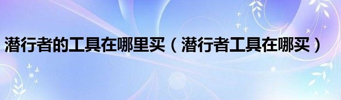 潜行者的工具在哪里买 潜行者工具在哪买