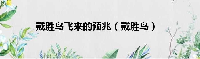 戴胜鸟飞来的预兆 戴胜鸟