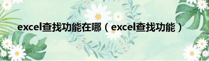 excel查找功能在哪 excel查找功能