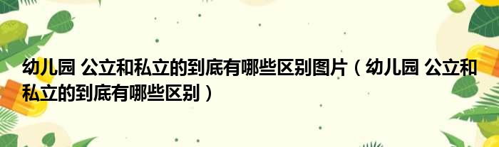 幼儿园 公立和私立的到底有哪些区别图片 幼儿园 公立和私立的到底有哪些区别