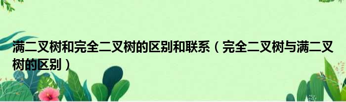 满二叉树和完全二叉树的区别和联系 完全二叉树与满二叉树的区别