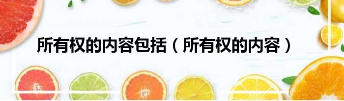 所有权的内容包括 所有权的内容