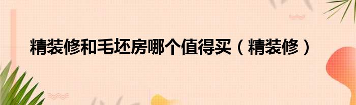 精装修和毛坯房哪个值得买 精装修