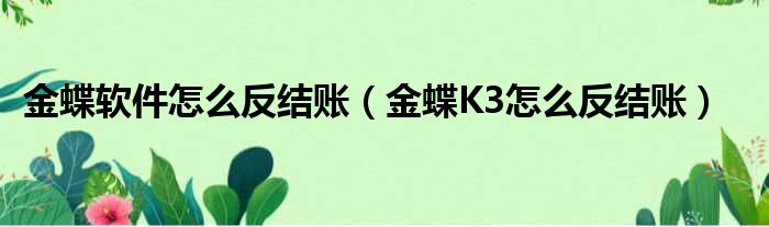金蝶软件怎么反结账 金蝶K3怎么反结账