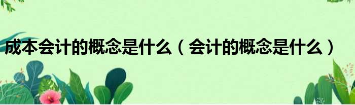 成本会计的概念是什么 会计的概念是什么