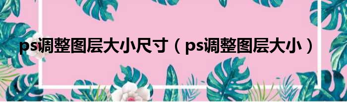 ps调整图层大小尺寸 ps调整图层大小