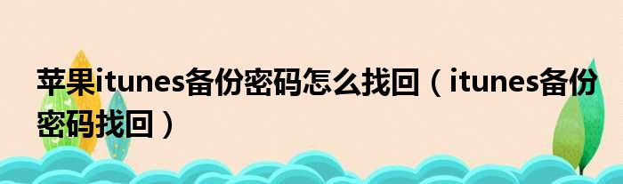 苹果itunes备份密码怎么找回 itunes备份密码找回