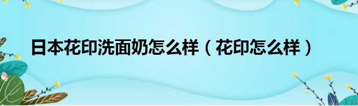 日本花印洗面奶怎么样 花印怎么样