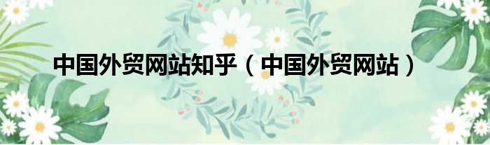 中国外贸网站知乎 中国外贸网站