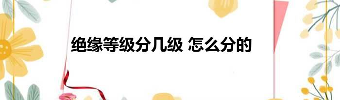 绝缘等级分几级 怎么分的