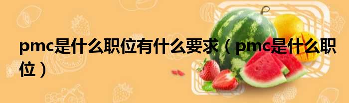 pmc是什么职位有什么要求 pmc是什么职位