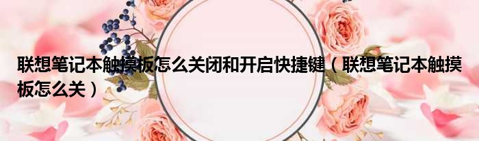 联想笔记本触摸板怎么关闭和开启快捷键 联想笔记本触摸板怎么关