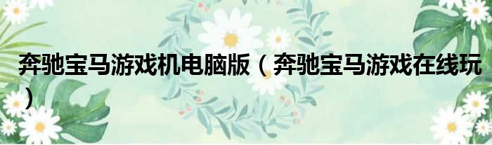 奔驰宝马游戏机电脑版 奔驰宝马游戏在线玩