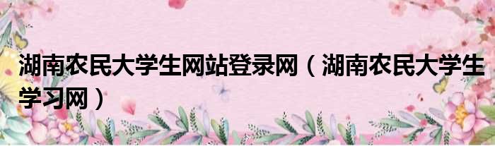 湖南农民大学生网站登录网 湖南农民大学生学习网