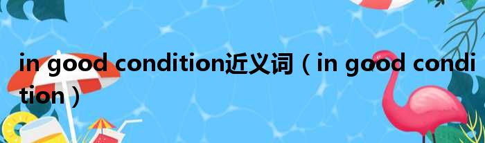 in good condition近义词 in good condition