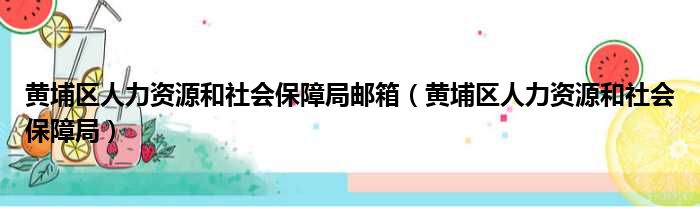 黄埔区人力资源和社会保障局邮箱 黄埔区人力资源和社会保障局
