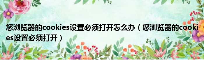 您浏览器的cookies设置必须打开怎么办 您浏览器的cookies设置必须打开