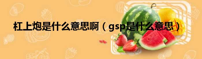 杠上炮是什么意思啊 gsp是什么意思