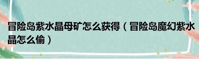 冒险岛紫水晶母矿怎么获得 冒险岛魔幻紫水晶怎么偷
