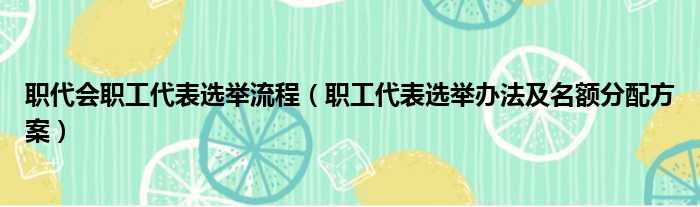 职代会职工代表选举流程 职工代表选举办法及名额分配方案