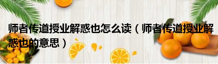 师者传道授业解惑也怎么读 师者传道授业解惑也的意思