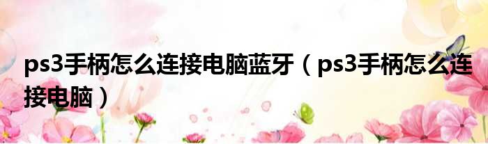 ps3手柄怎么连接电脑蓝牙 ps3手柄怎么连接电脑