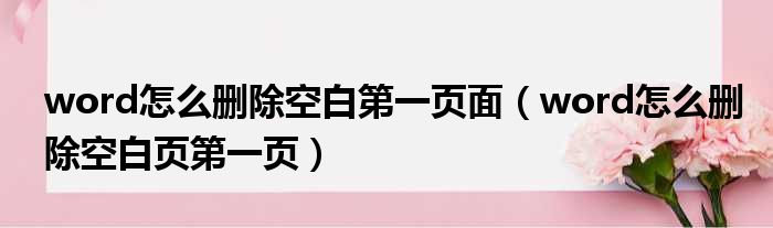word怎么删除空白第一页面 word怎么删除空白页第一页
