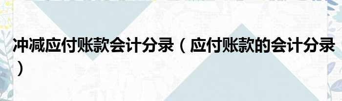 冲减应付账款会计分录 应付账款的会计分录