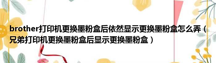 brother打印机更换墨粉盒后依然显示更换墨粉盒怎么弄 兄弟打印机更换墨粉盒后显示更换墨粉盒