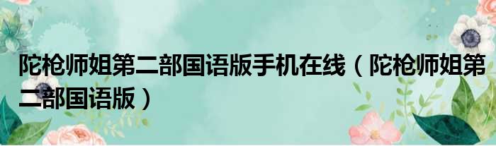 陀枪师姐第二部国语版手机在线 陀枪师姐第二部国语版
