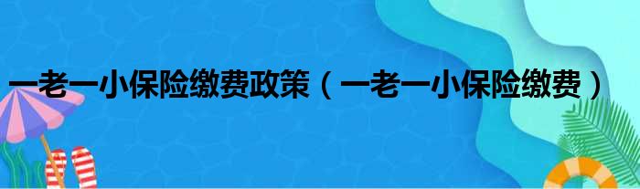 一老一小保险缴费政策 一老一小保险缴费