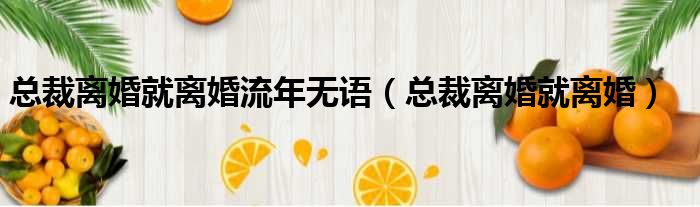 总裁离婚就离婚流年无语 总裁离婚就离婚