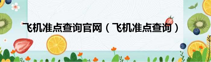 飞机准点查询官网 飞机准点查询