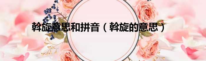 斡旋意思和拼音 斡旋的意思